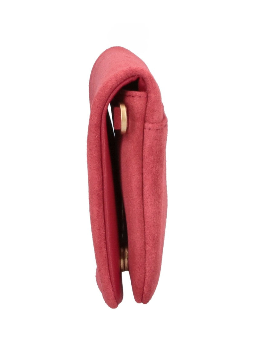 Pinko Red Click Soft Horizontal Mini Suede Handbag