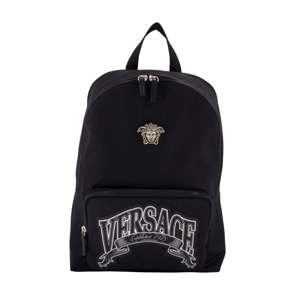 Versace Sleek Black Nylon Backpack
