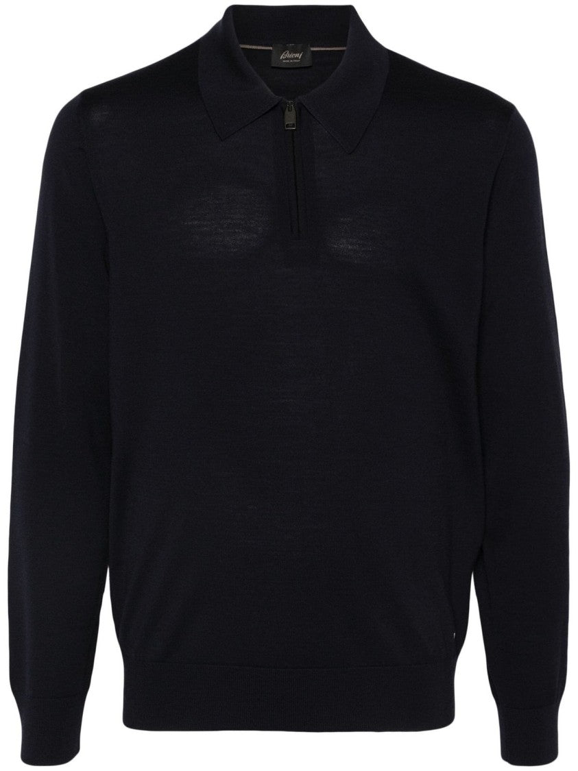 Brioni Long Sleeve Polo Shirt With Zip Closure