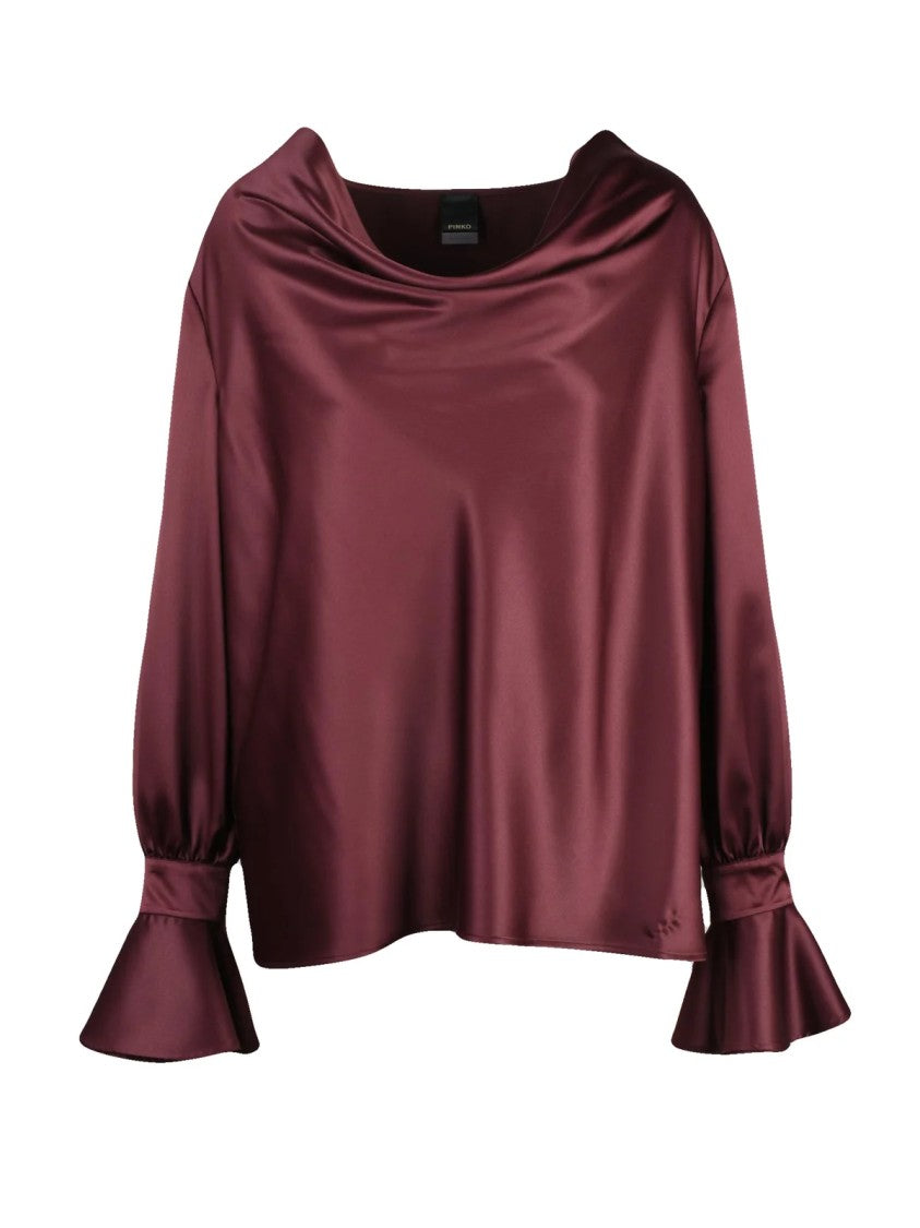 Pinko Red Fluid Satin Polyester Blouse