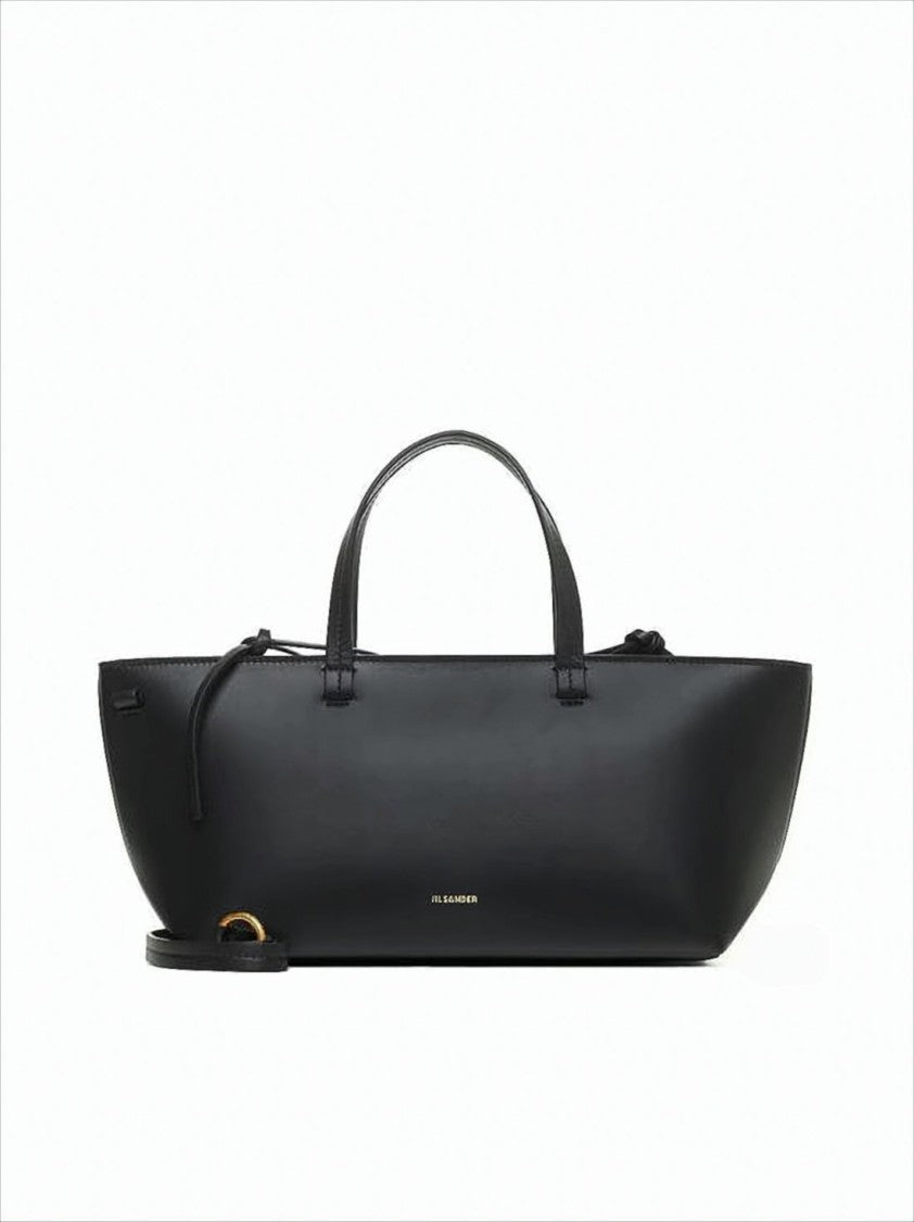 Jil Sander Structured Calf Leather Tote Bag With Zippered Compartment