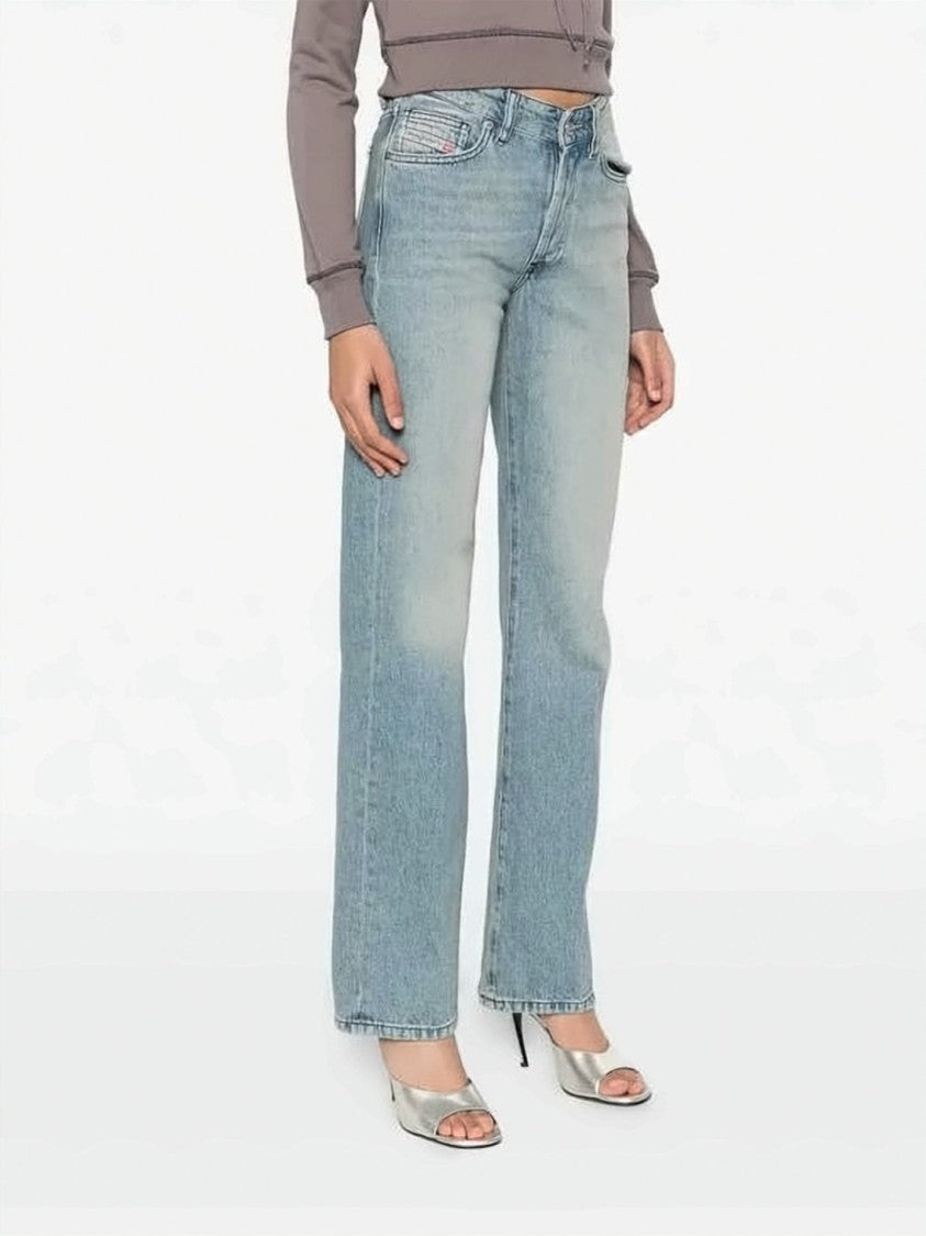 Diesel Straight-Leg Denim Pants With Mid-Rise Waist And Subtle Fading