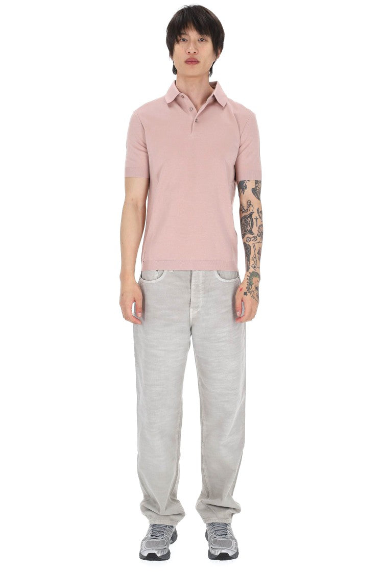 Herno Pink Knit-Effect Cotton Jersey Polo Shirt