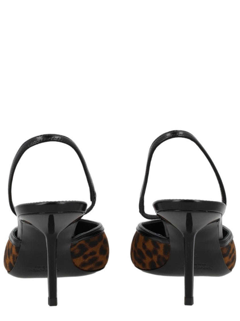Saint Laurent Folie Gros-Grain Leopard Slingback Pumps