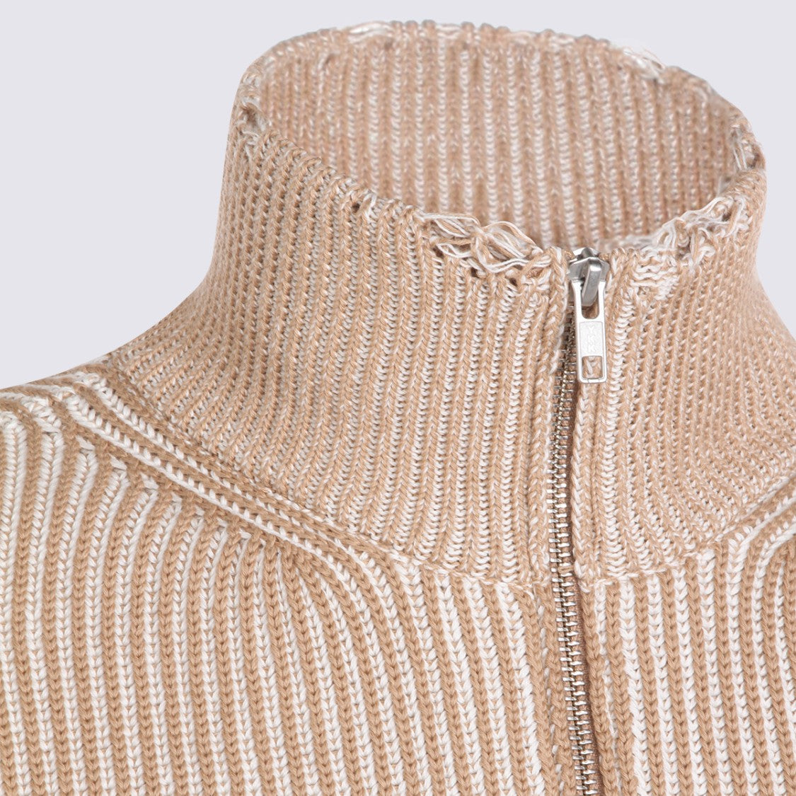 Mm6 By Maison Margiela Distressed High-Collar Knit Sweater