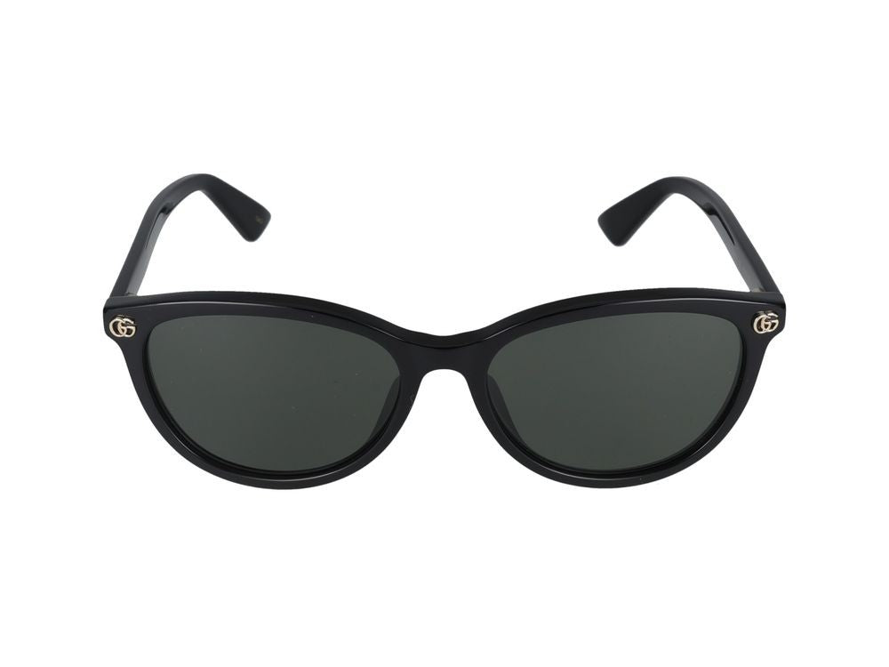 Gucci Black Gold-Tone Accents Classic Rounded Sunglasses
