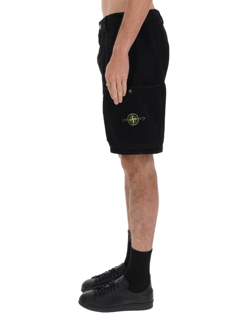Stone Island Neutral Cargo Multiple Pockets Cotton Shorts