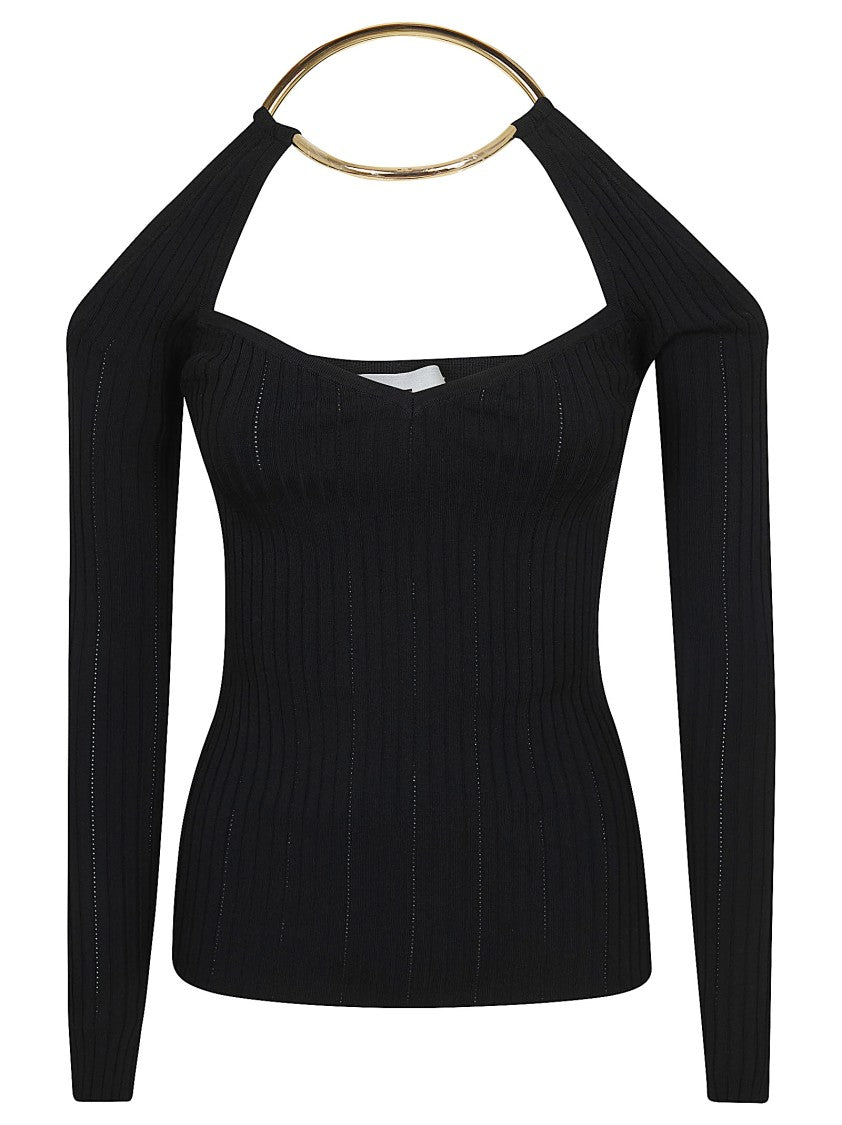 Elisabetta Franchi Openwork Ribbed Knit Top