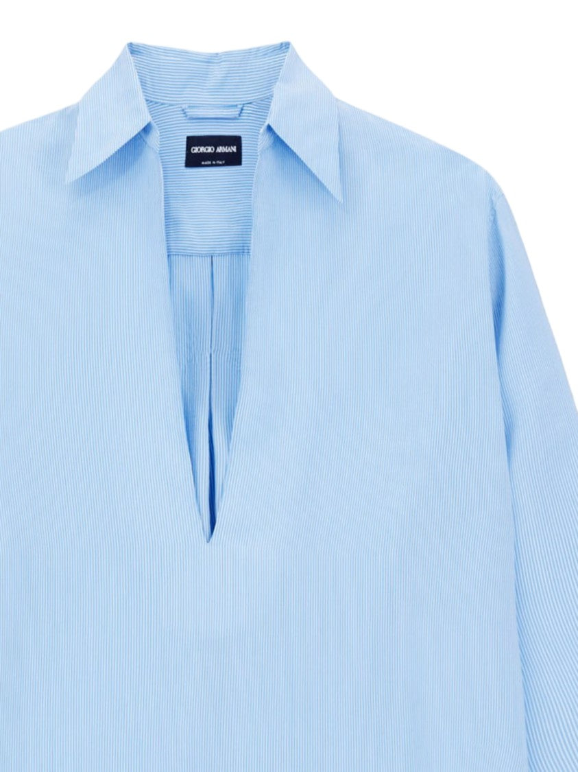 Giorgio Armani Open Shirt In Micro-Striped Lyocell Blend