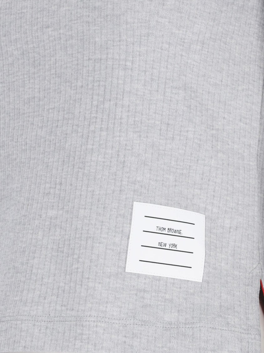 Thom Browne "Three Stripes" Knit Polo – Gray