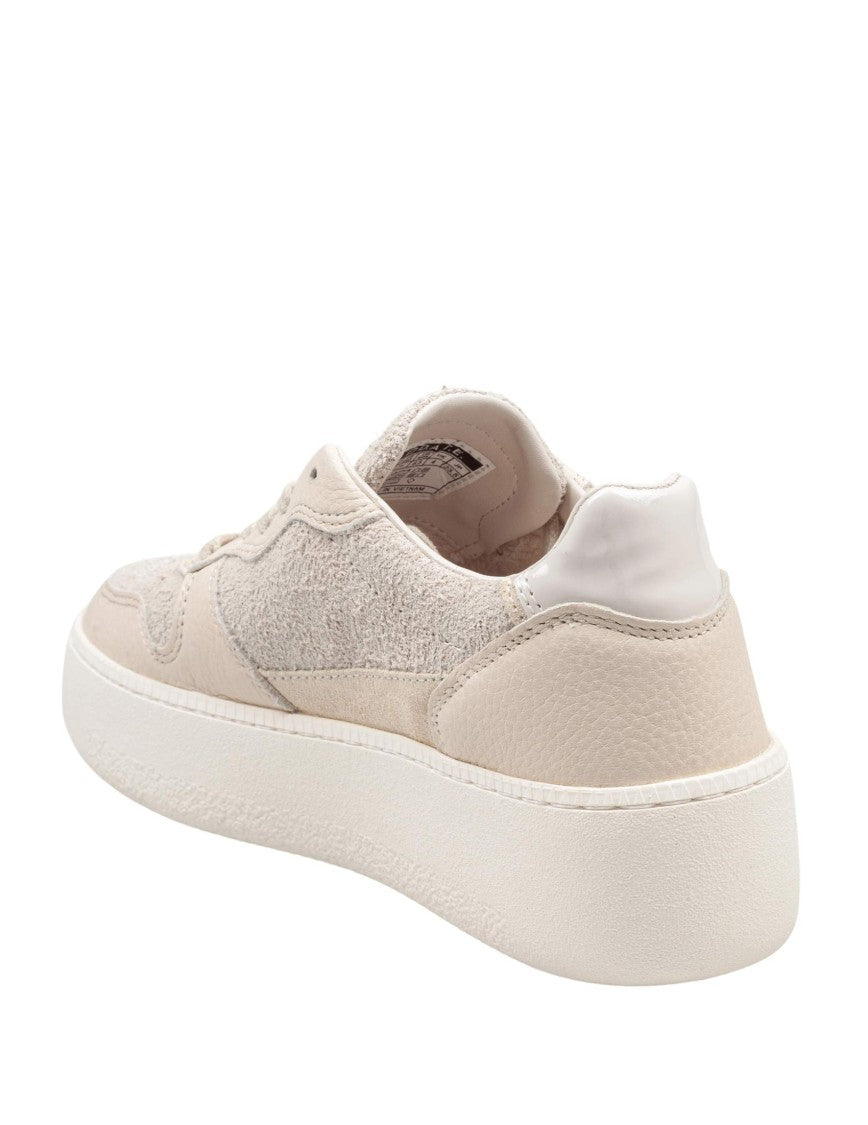D.A.T.E D.A.T.E. Beige Leather Hairy Court Platform Sneakers