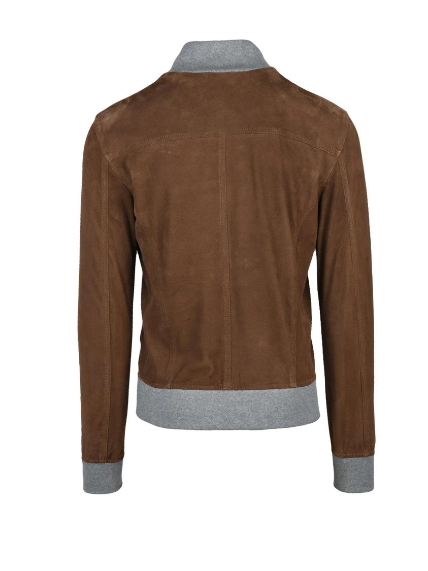 Volfagli Brown Barbera Unlined Suede Leather Jacket