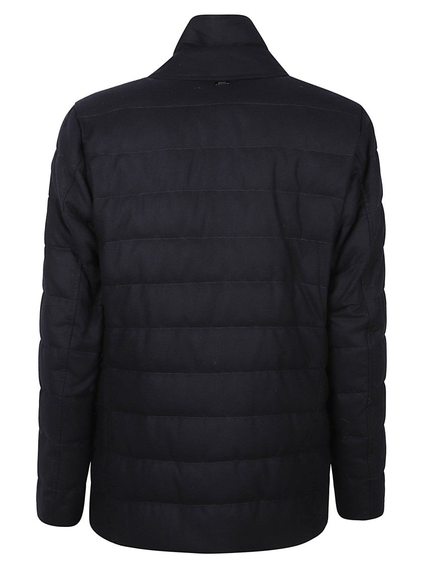 Herno Quilted Blazer Front Coat With High Collar And Flap Pockets