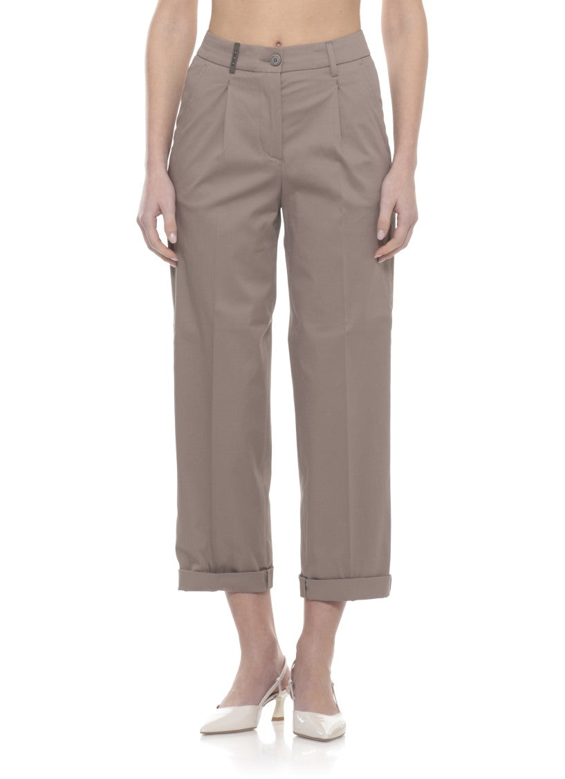 Peserico Cotton Embellished Straight-Leg Pants