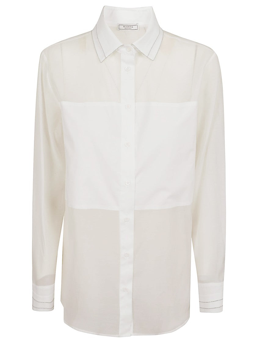 Peserico Paneled Silk And Cotton Organza Shirt