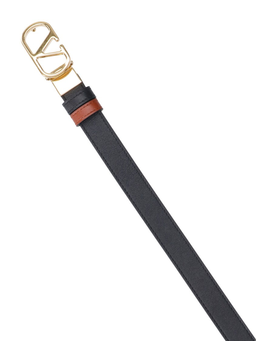Valentino Garavani Black Burgundy Reversible Leather Belt