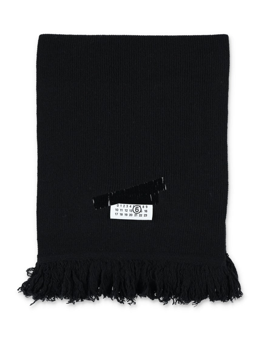 Mm6 By Maison Margiela Rectangular Wool Scarf With Iconic Numeric Label