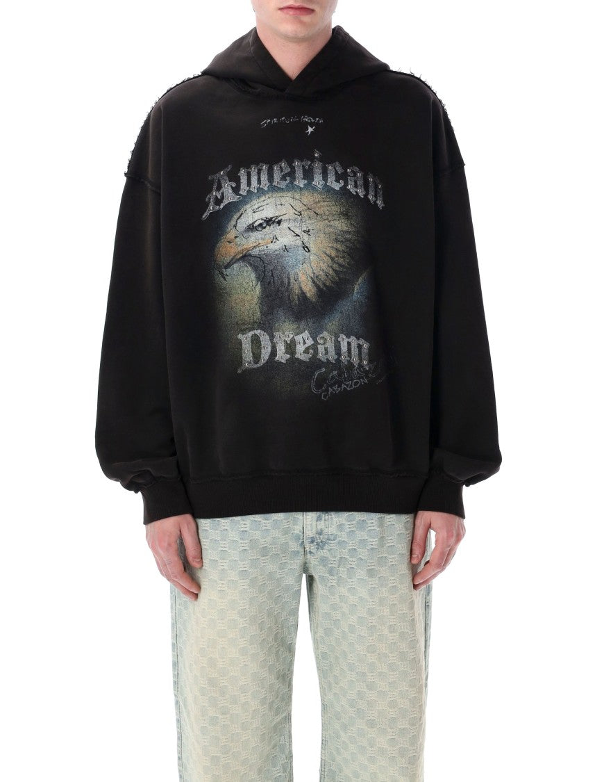 Misbhv Oversized Black Hoody With Distressed Graphic Design