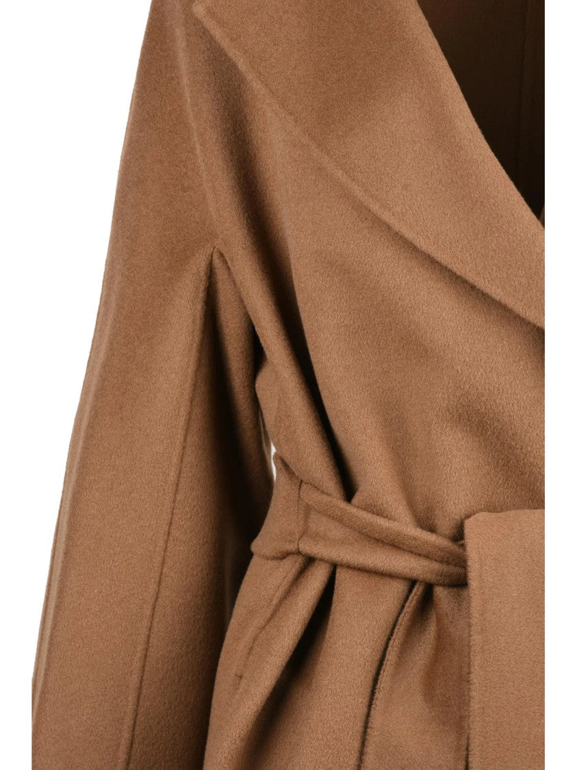 Max Mara Brown Virgin Wool-Blend Belted Cles Coat