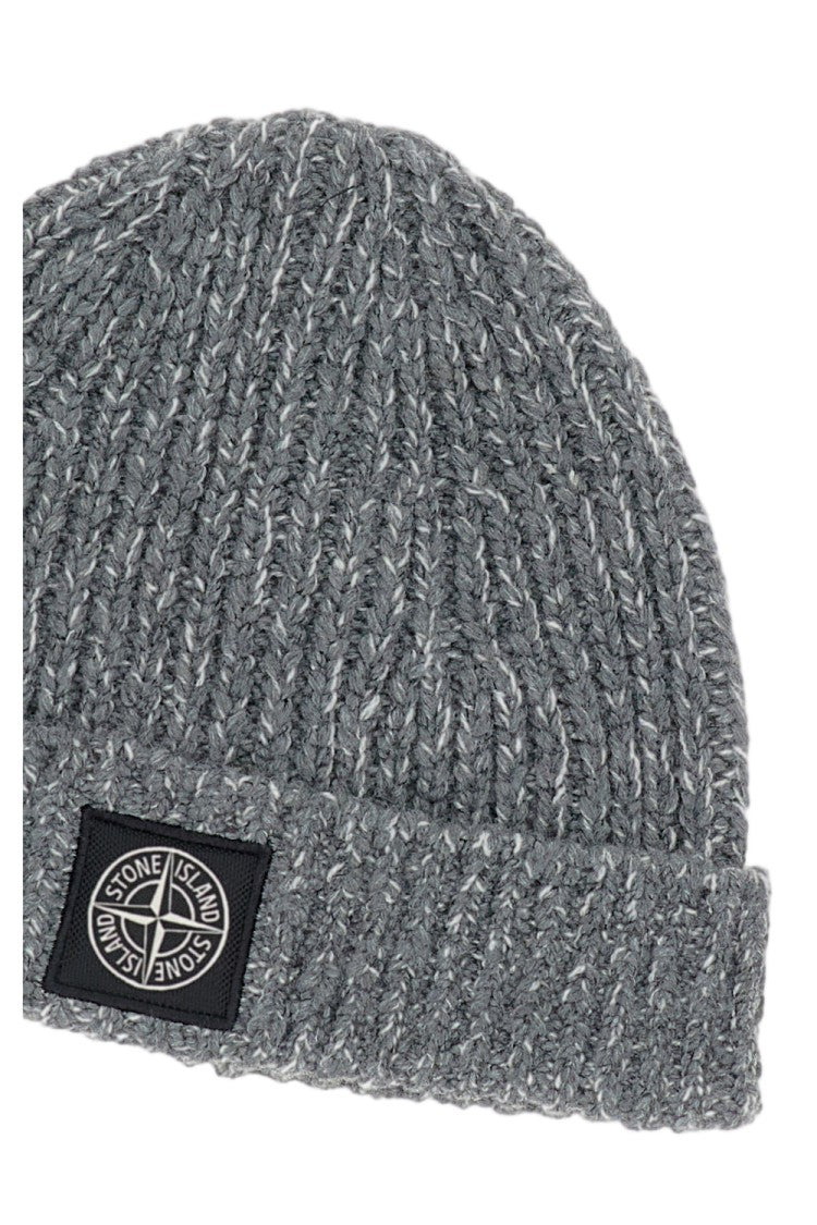 Stone Island Knitted Beanie Hat With Ribbed Texture