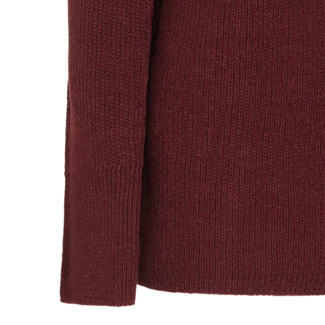 Blumarine Fitted Burgundy Faux Fur Collar Sweater