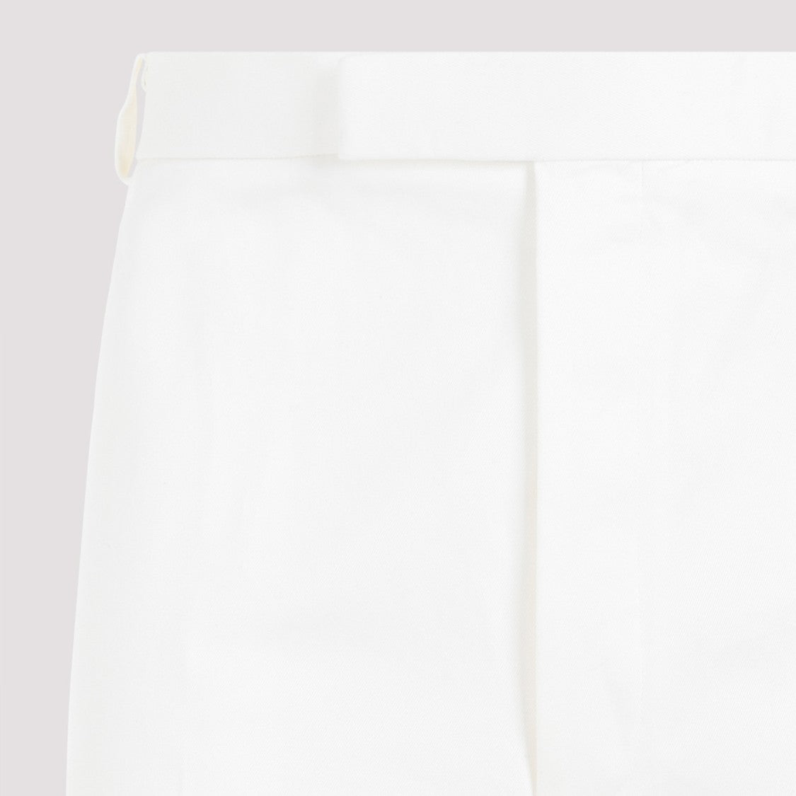 Thom Browne Straight Leg White Cotton Chino Pants