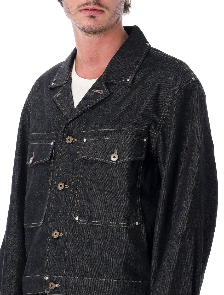 Lemaire Trucker Jacket With Studs Studded Heavy Denim Jacket