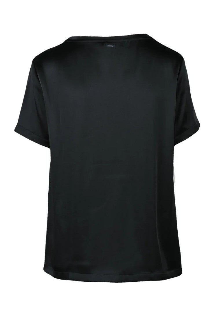 Max Mara Black Rebecca Acetate Viscose Satin Blouse