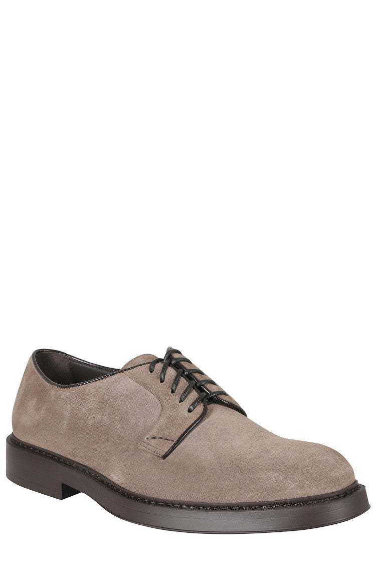 Doucal's Creta Rounded-Toe Suede Derby Shoes