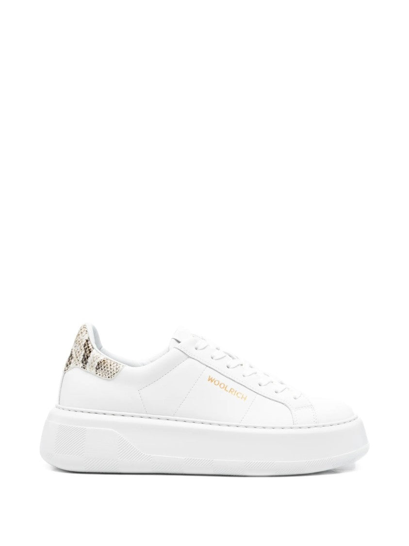Woolrich White Chunky Court Calf Pitone Sneakers