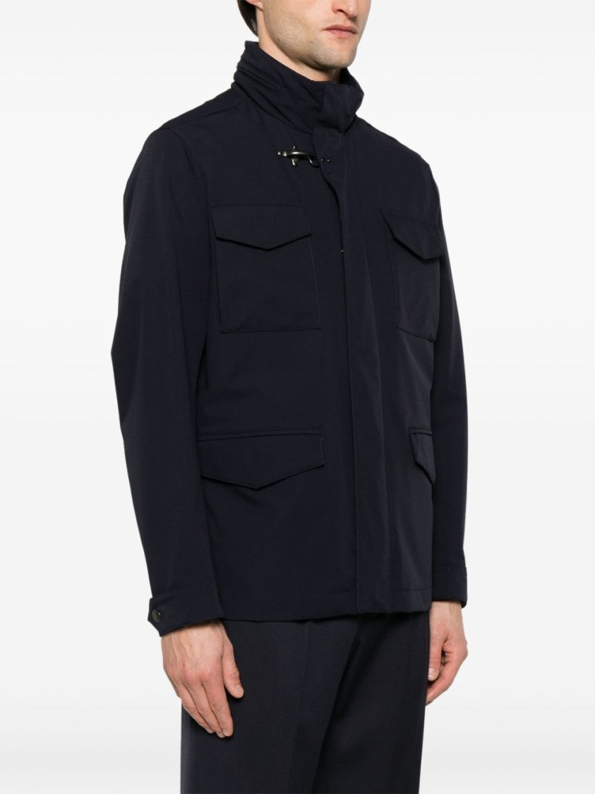Fay Functional Navy Blue Hooded Jacket