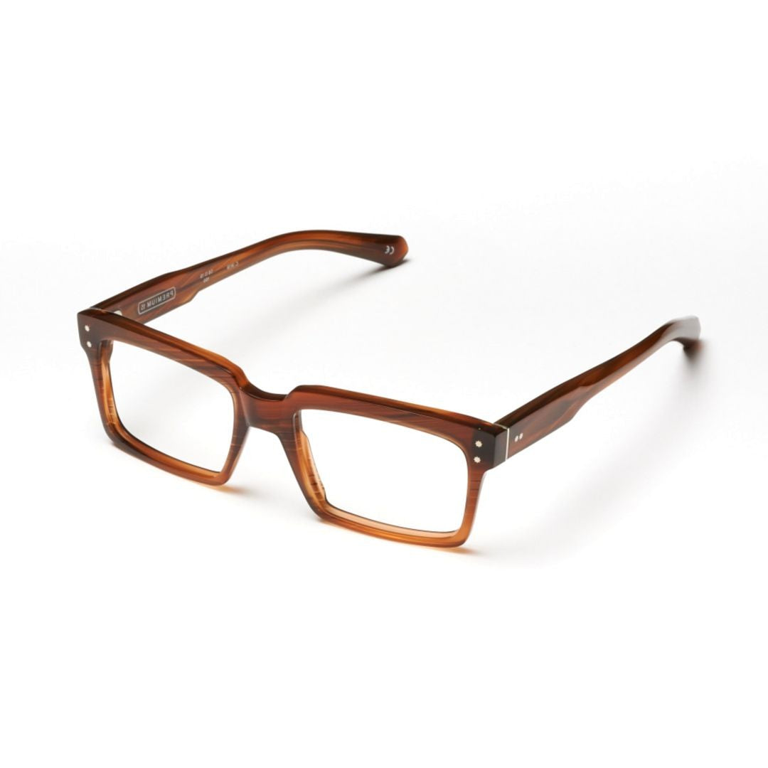 Kador Premium 15 Rectangular Frame Eyeglasses With Translucent Amber-Brown Finish