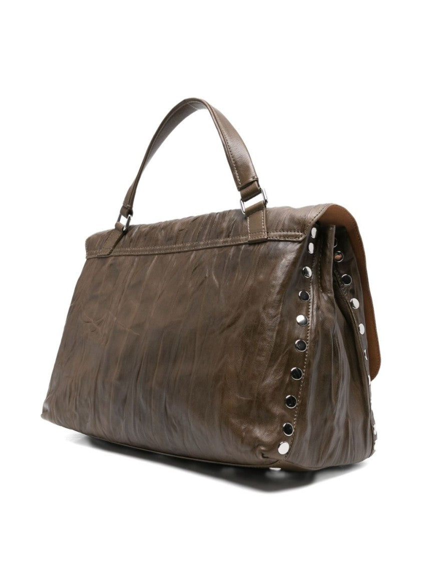 Zanellato Structured Green Leather Handbag With Textured Surface