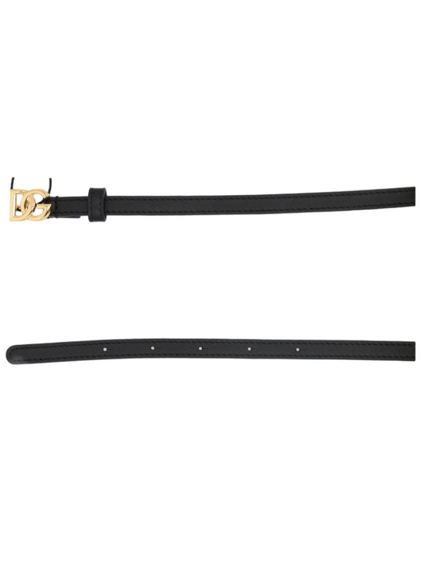 Dolce & Gabbana Slim Black Leather Belt
