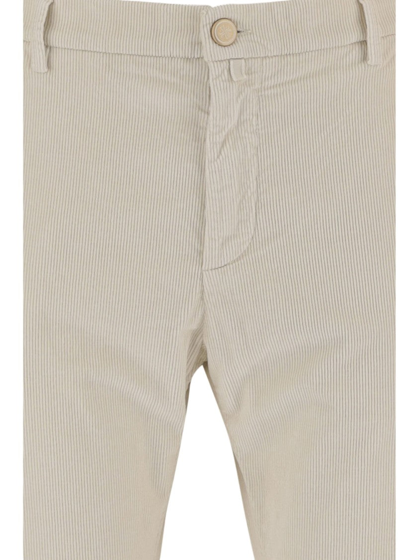 Jacob Cohen Ivory Stretch Cotton Velvet Straight-Leg Pants