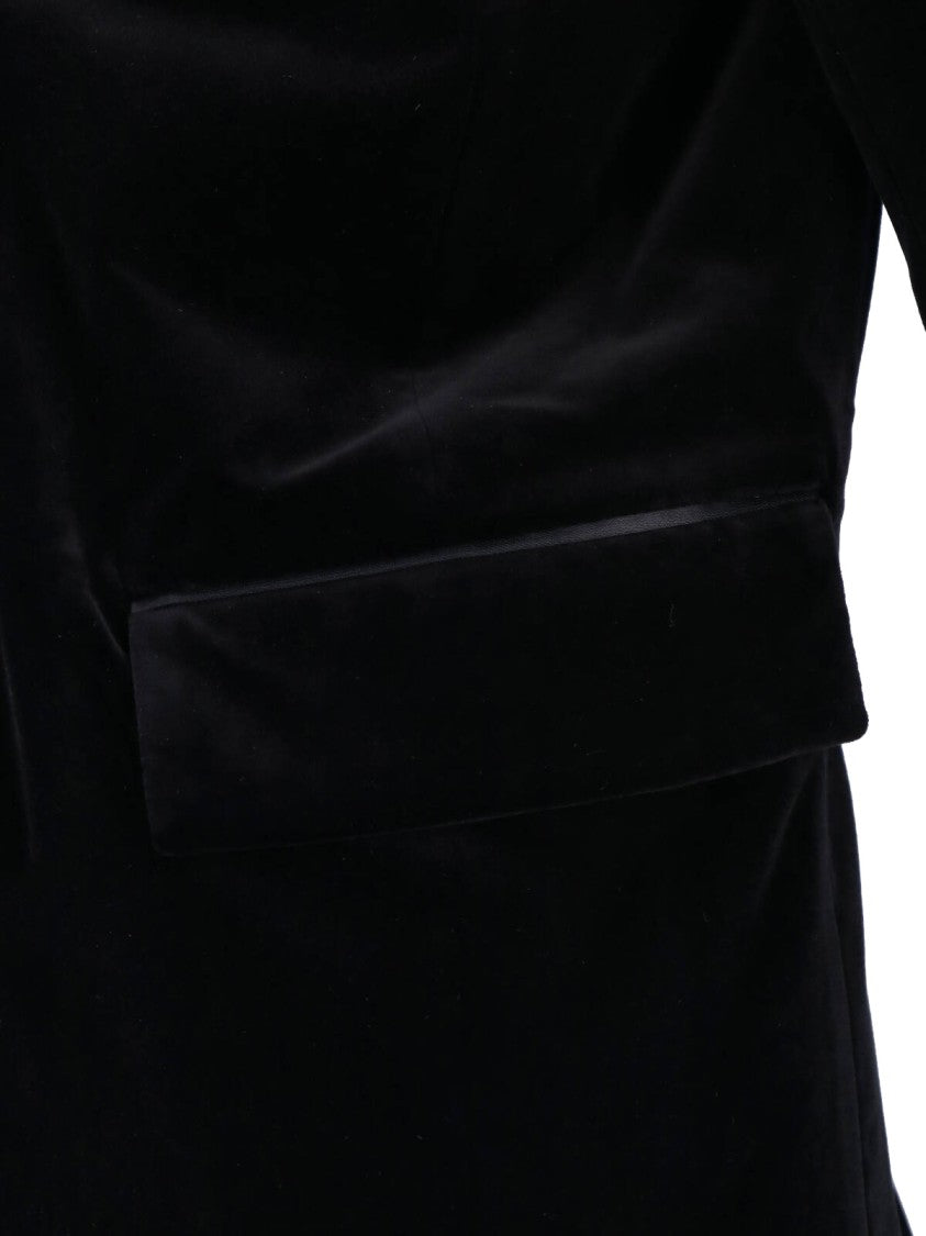 Khaite Double-Breasted Black Velvet Rolo Jacket With Draped Waist