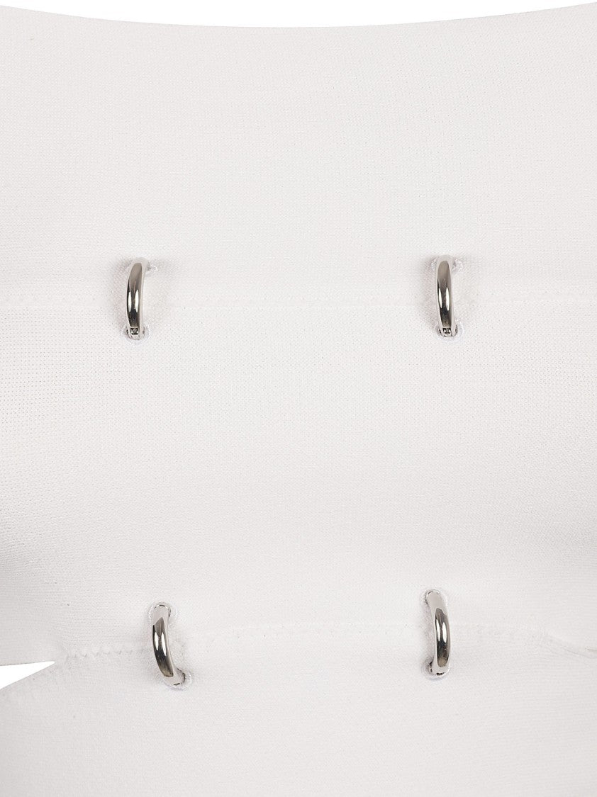 Alexander Mcqueen Off-The-Shoulder Fitted Top With Metallic Accents