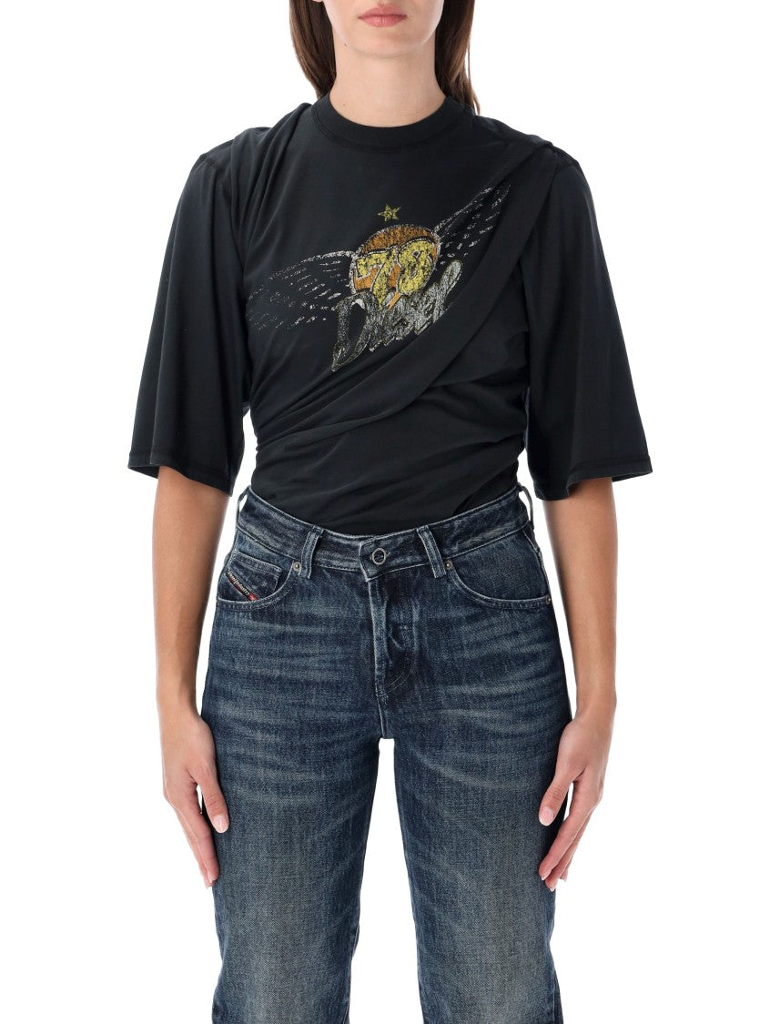 Diesel Draped Graphic Print Bodysuit