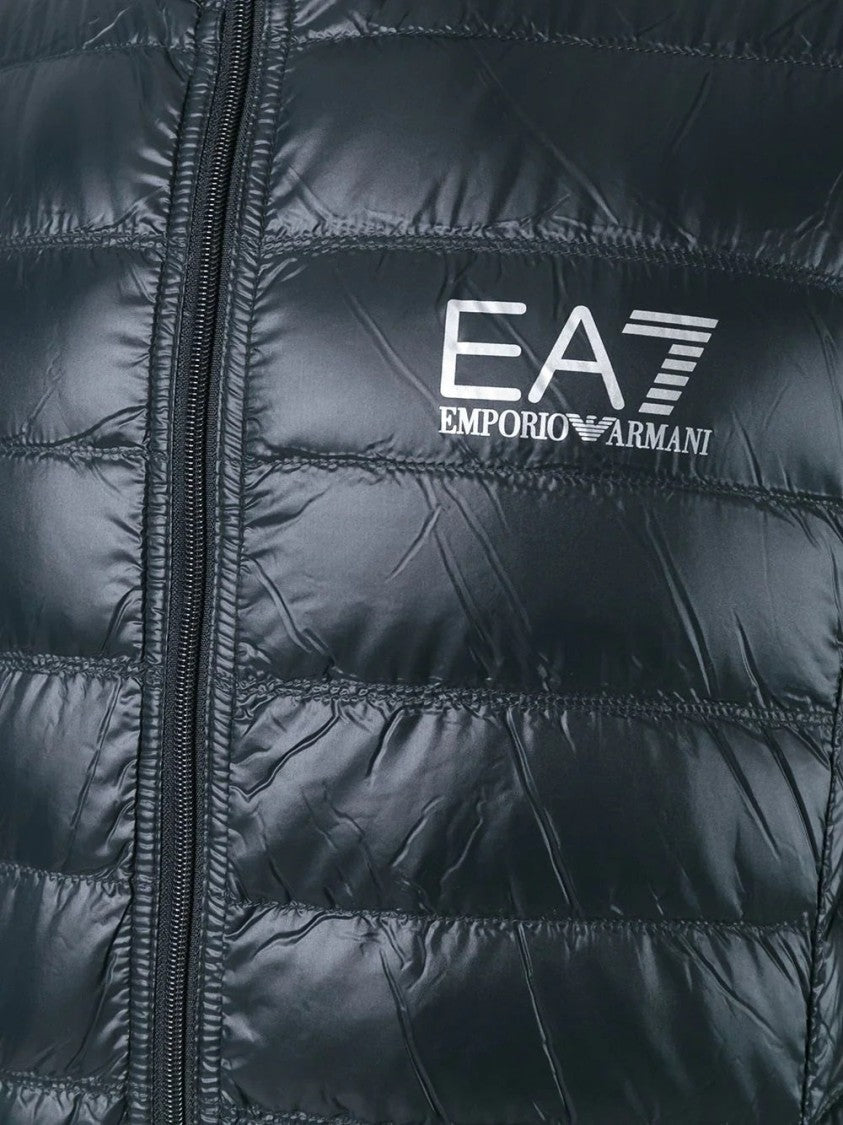 Ea7 Emporio Armani Quilted Black Jacket With Down Insulation