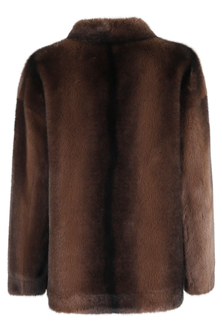 Ermanno Firenze Short Faux Fur Jacket With V-Neck
