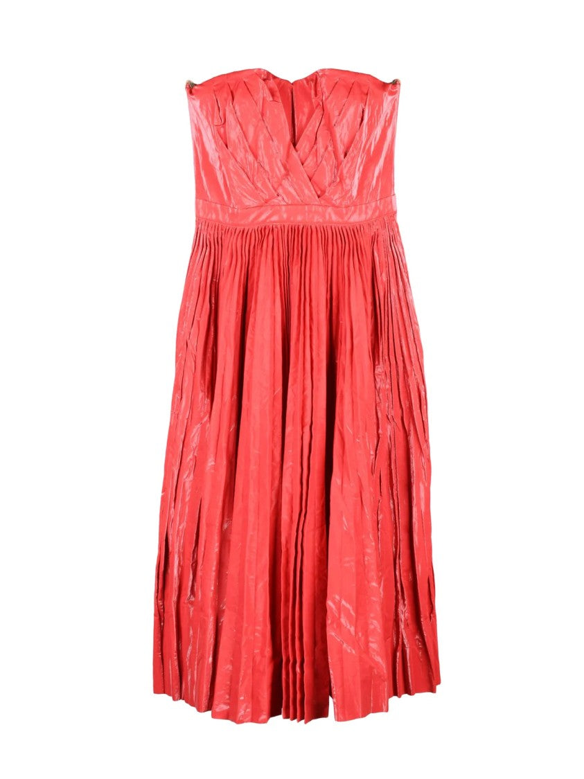 Elisabetta Franchi Red Viscose Polyester Cotton Metallic Women Long Dress