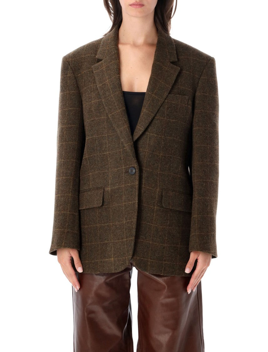 Róhe Oversized Check Wool Single-Breasted Blazer