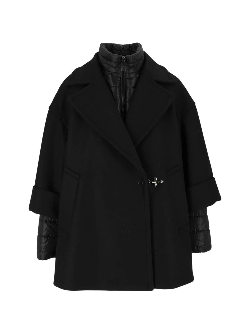 Fay Black Wool-Blend Detachable Gilet Coat