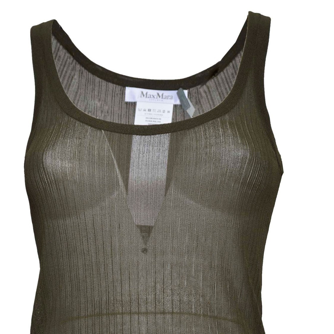Max Mara Bastia Top In Green Ribbed Silk