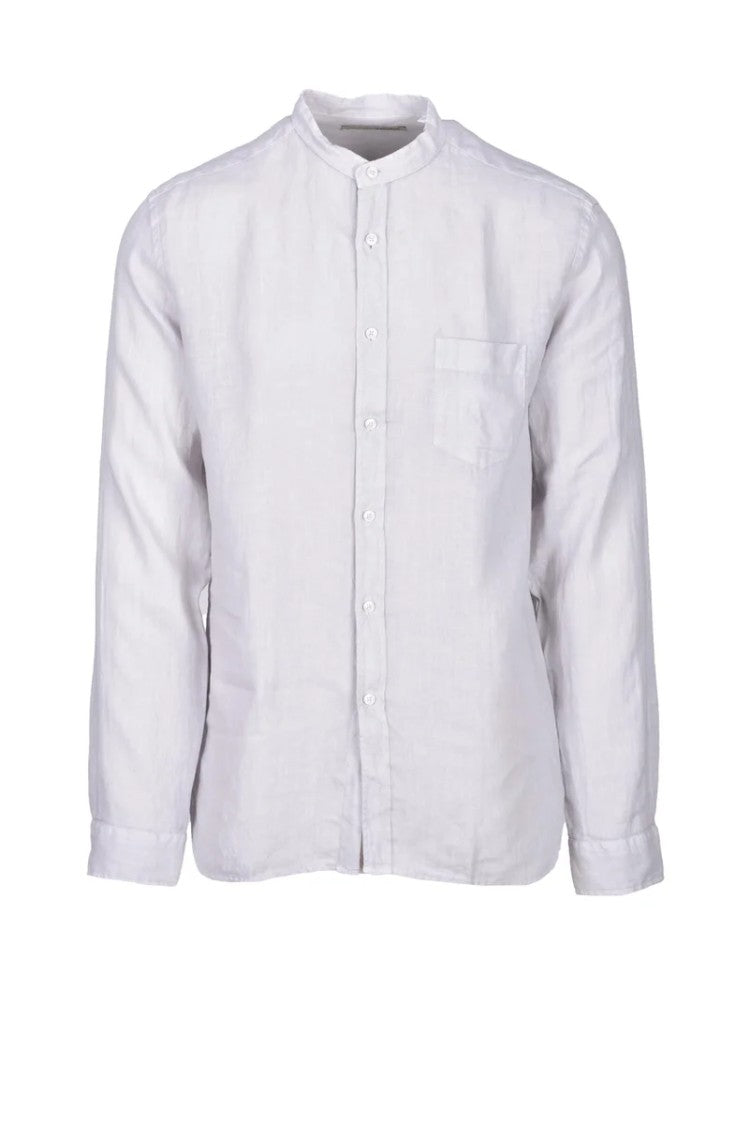 Baturo Light Grey Band Linen Shirt