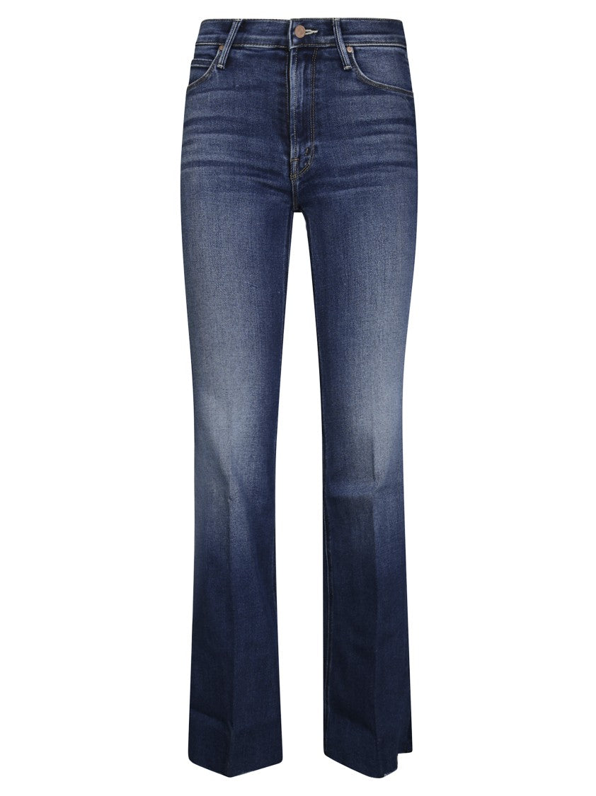 Mother Mid-Rise Flared Denim Jeans With Frayed Hem Detail