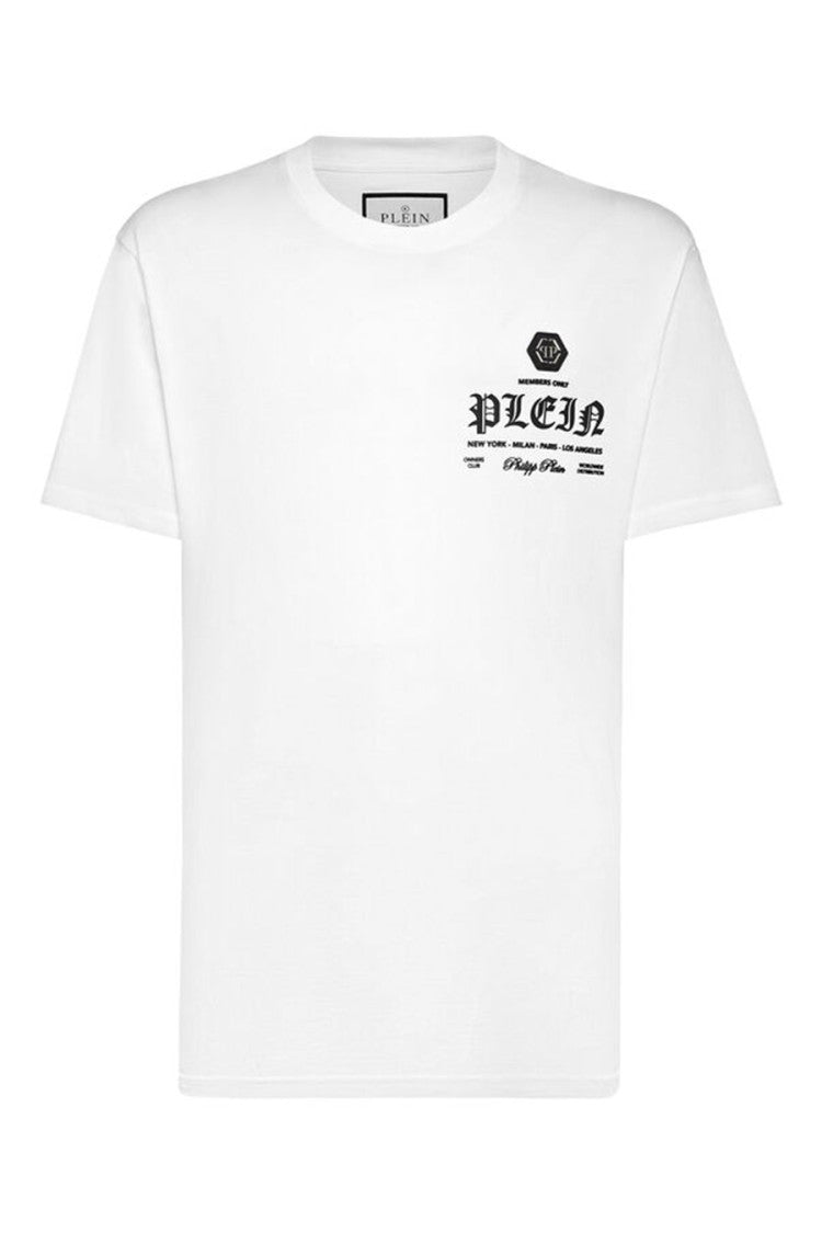 Philipp Plein White Cotton T-Shirt With Modern Design And Distinctive Logo Print