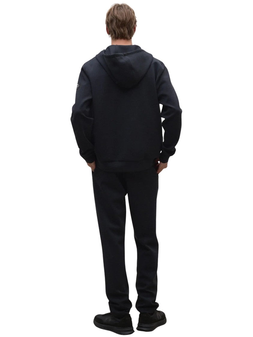 Ecoalf Minimalist Black Hoodie With Full Zip And Adjustable Hood