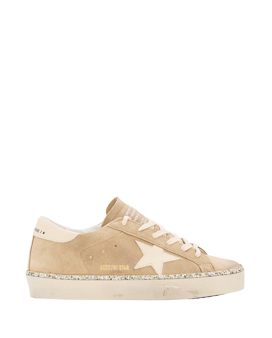 Golden Goose Beige Suede High-Top Sneakers