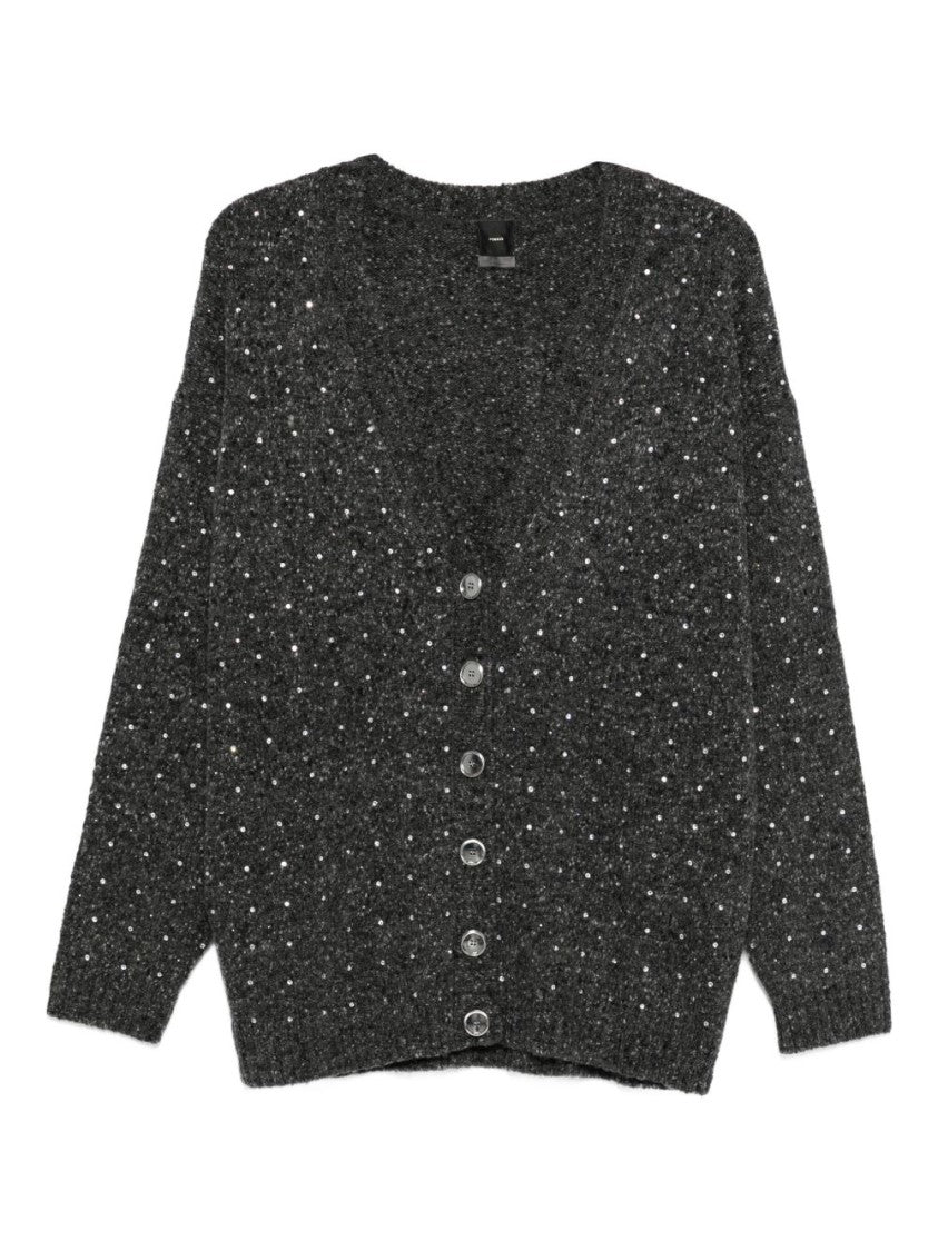 Pinko Textured Knit Cardigan With Deep V-Neck